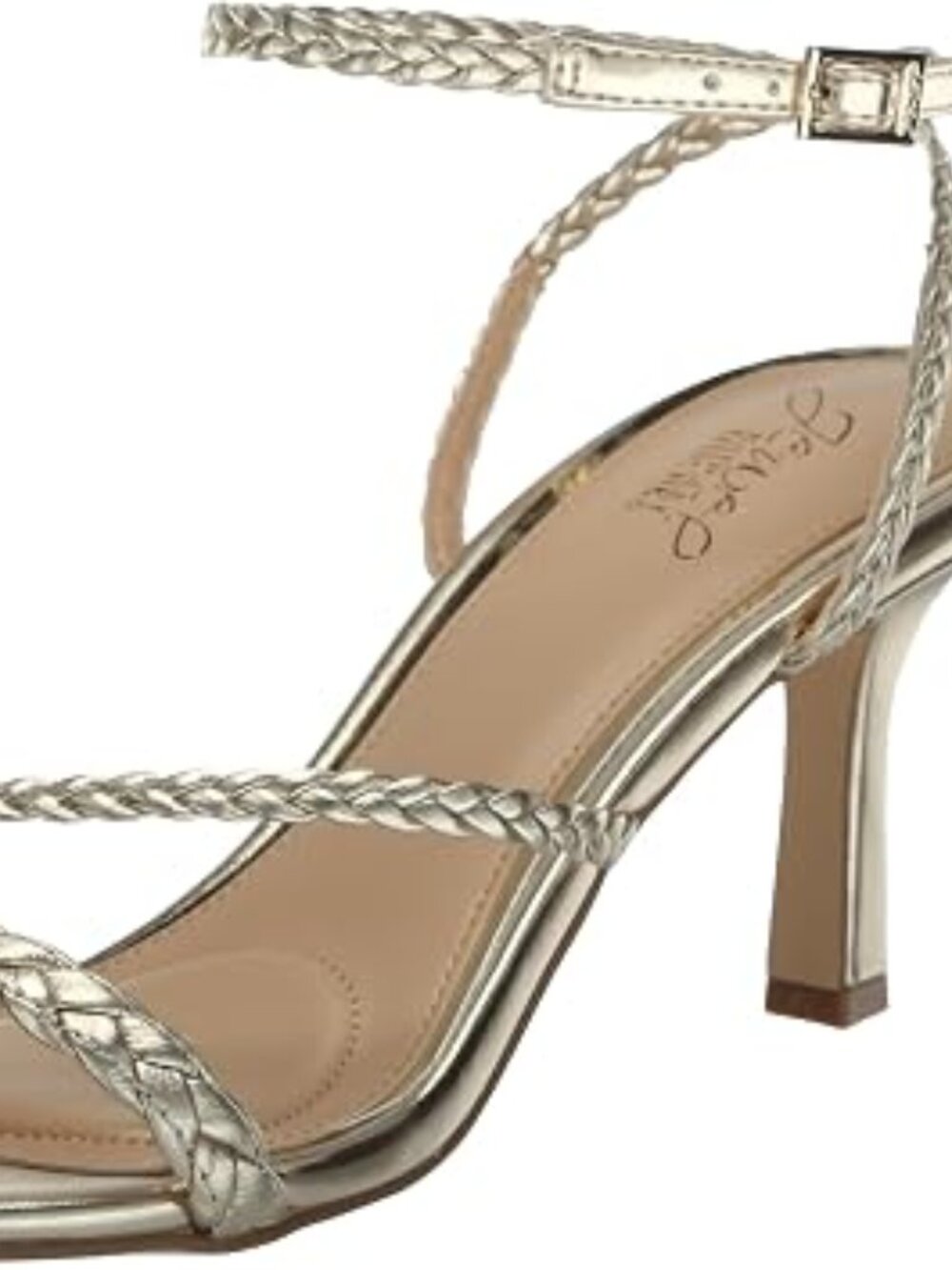 Jewel Badgely Mischka Helia Delicate Gold Braid Ankle Strap Stiletto Sandals-10
